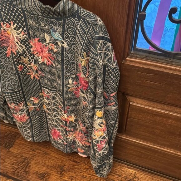 Johnny Was Viviana Embroidered Denim Cardigan - Picture 3 of 8